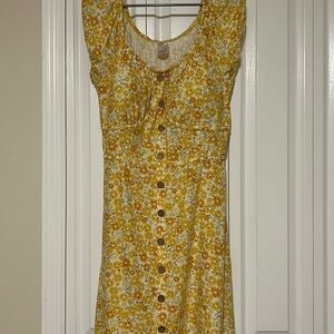 No Boundaries Yellow Buttoned Sundress